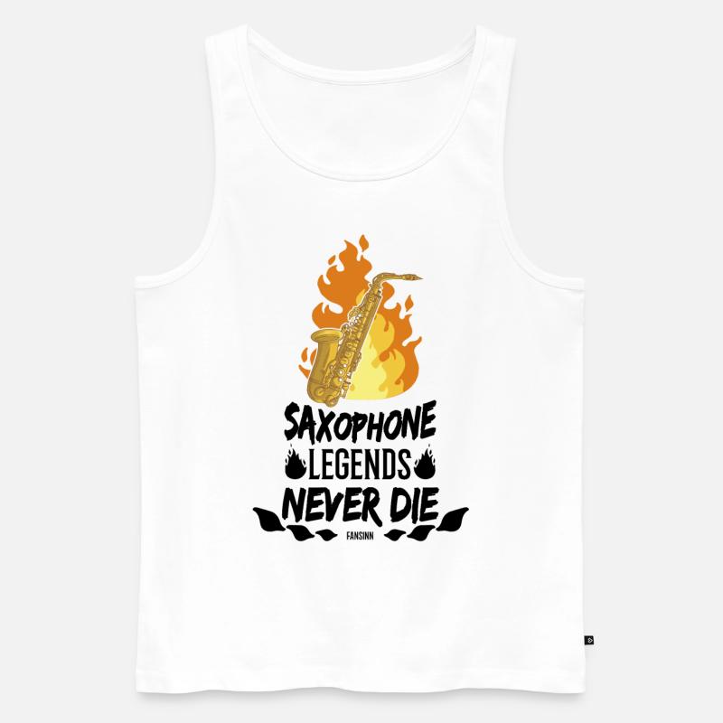 Saxophone Legends Never Die - Männer Premium Bio Tank Top - Weiß