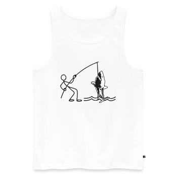 Fisherman Shark Fishing Stick Figure Funny - Men's Premium Organic Tank Top - white - Front - AI Model Male 178 light (178cm)