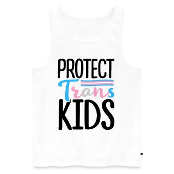 Protect Trans Kids Lgbtq Rainbow Pride Diversity Q - Männer Premium Bio Tank Top - Weiß - Vorne - Michal (187cm)