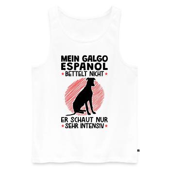 Galgo Espanol schaut sehr intensiv Windhund - Männer Premium Bio Tank Top - Weiß - Vorne - AI Model Male 178 light (178cm)