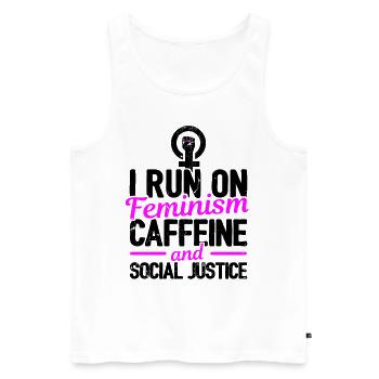 I Run On Feminism Caffeine And Social Justice Gay - Männer Premium Bio Tank Top - Weiß - Vorne - Michal (187cm)