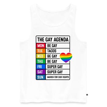 The Gay Agenda Be Gay Pride Bisexual Love Rainbow - Männer Premium Bio Tank Top - Weiß - Vorne - Michal (187cm)