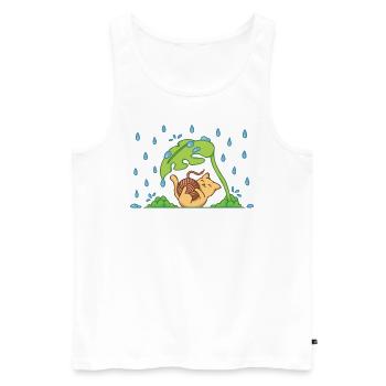 Stubentiger Raindrops Cat Meow - Men's Premium Organic Tank Top - white - Front - AI Model Male 178 light (178cm)