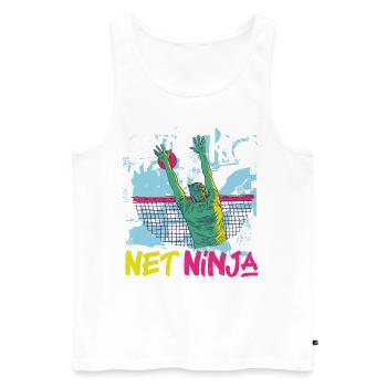 Joueur de volleyball Équipe Ninja 80s - Débardeur bio Premium Homme - blanc - Devant - Michal (187cm)