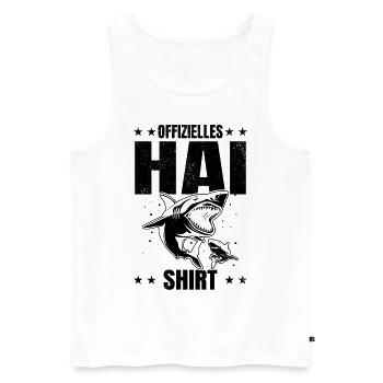 Offizielles Hai Shirt Haifisch Haifische Hai - Männer Premium Bio Tank Top - Weiß - Vorne - Michal (187cm)