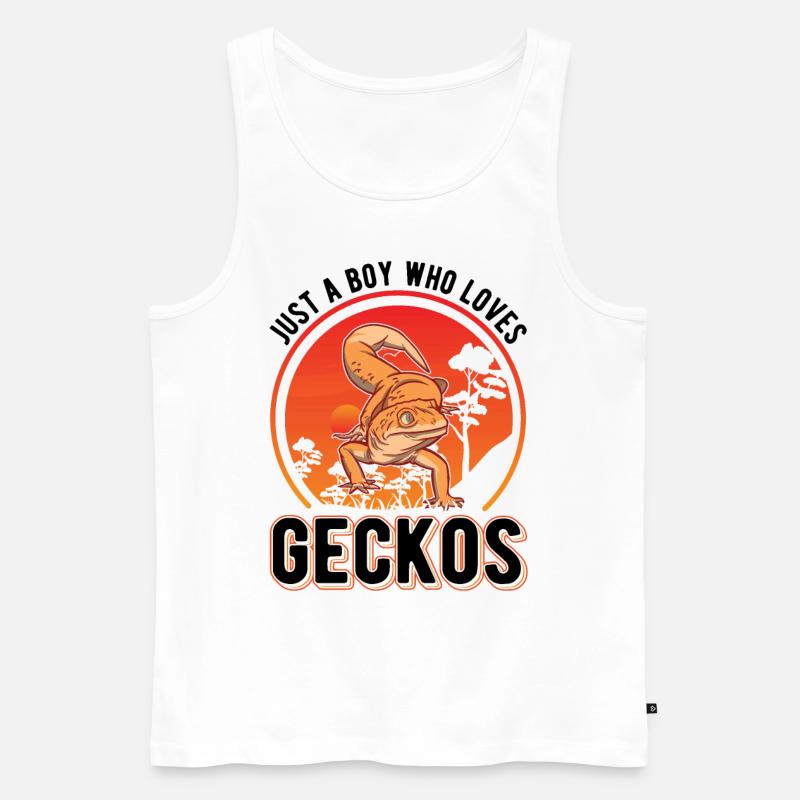 Gecko Junge Leopardengecko - Männer Premium Bio Tank Top - Weiß