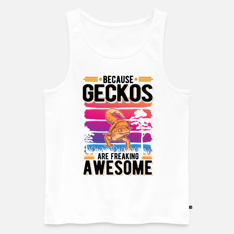 Because Geckos are freaking awesome - Männer Premium Bio Tank Top - Weiß