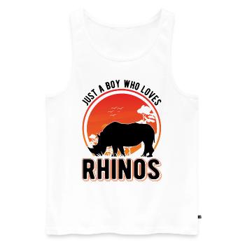 Just a Boy who loves Rhinos Nashorn - Männer Premium Bio Tank Top - Weiß - Vorne - Michal (187cm)