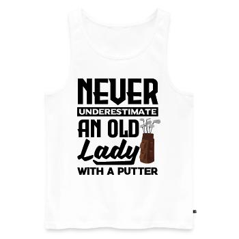 Never Underestimate And Old Lady With A Putter Gol - Männer Premium Bio Tank Top - Weiß - Vorne - Michal (187cm)