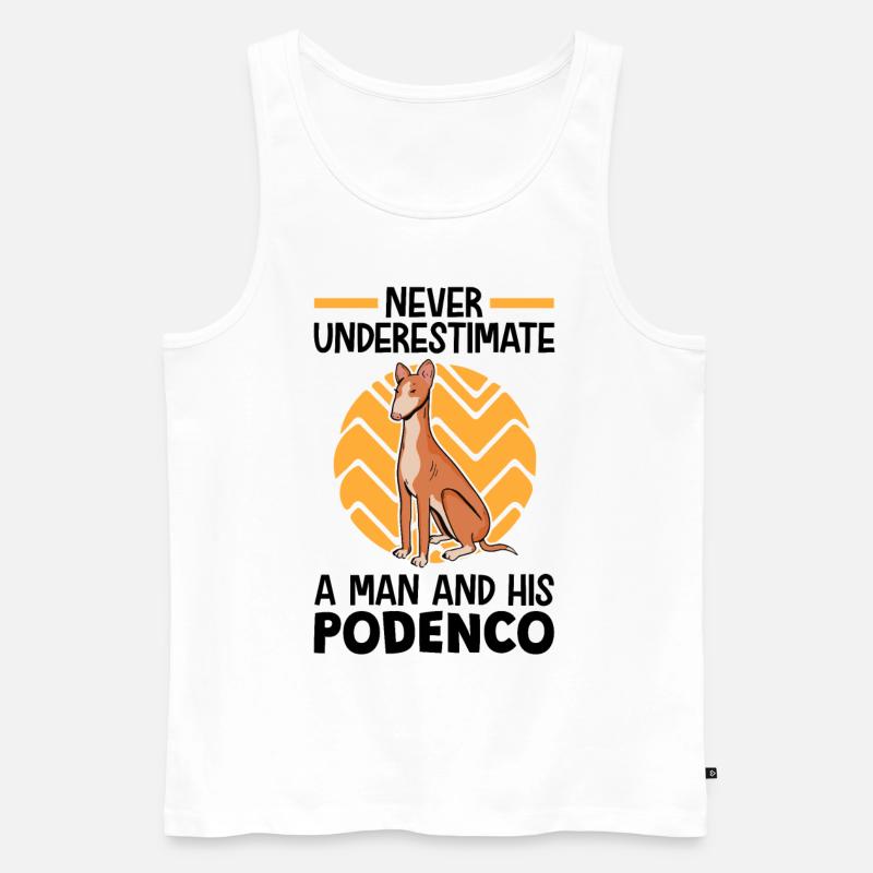Frau mit Podenco spanischer Windhund - Männer Premium Bio Tank Top - Weiß