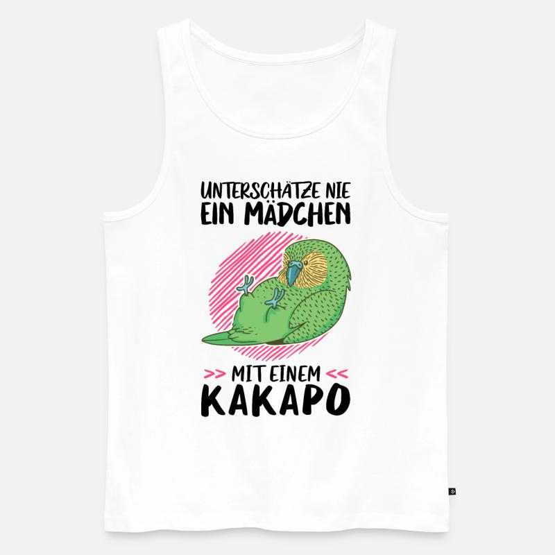 Mädchen mit Kakapo flugunfähiger Papagei - Männer Premium Bio Tank Top - Weiß