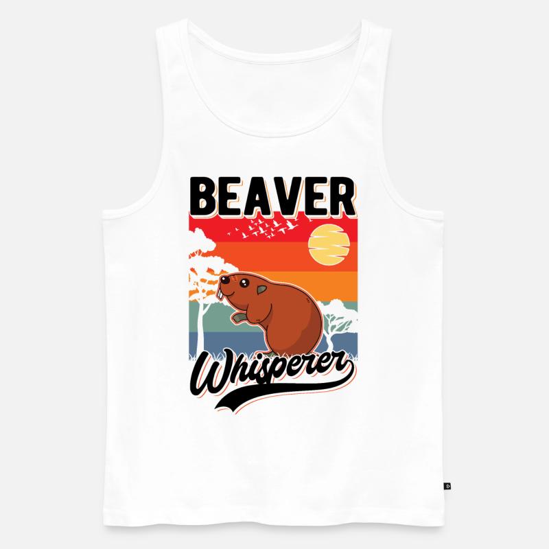 Biber Flüsterer Beaver Whisperer - Männer Premium Bio Tank Top - Weiß