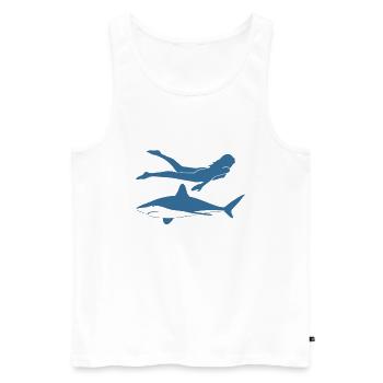 Woman Girl Shark Fish Animal Friendship - Men's Premium Organic Tank Top - white - Front - Michal (187cm)