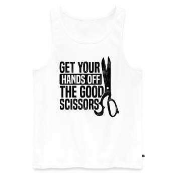 Get Your Hands Off The Good Scissors Crocheting Wo - Männer Premium Bio Tank Top - Weiß - Vorne - AI Model Male 178 light (178cm)