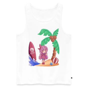 Surfing Manga Anime Manga Island Holiday - Men's Premium Organic Tank Top - white - Front - Michal (187cm)