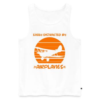 Airplane Pilot Flying Distracted I Gift - Men's Premium Organic Tank Top - white - Front - Michal (187cm)