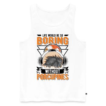 Porcupine Gift Porcupine - Men's Premium Organic Tank Top - white - Front - Michal (187cm)