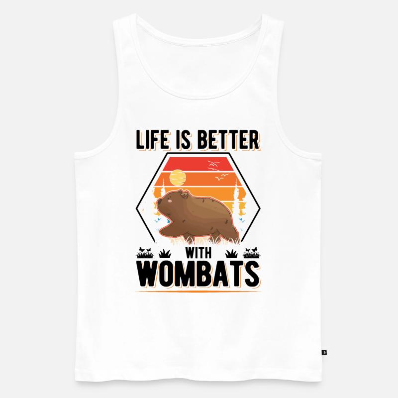 Life is better with Wombats - Männer Premium Bio Tank Top - Weiß