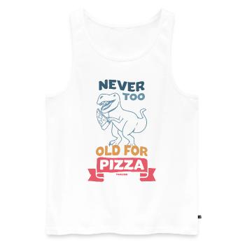 Never Too Old For Pizza Dino T-Rex - Männer Premium Bio Tank Top - Weiß - Vorne - Michal (187cm)