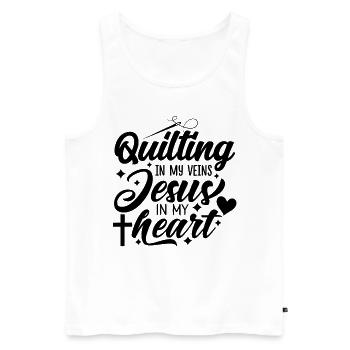 Quilting In My Veins Jesus In My Heart Crocheting - Männer Premium Bio Tank Top - Weiß - Vorne - Michal (187cm)