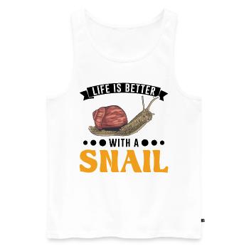 Life is better with a Snail Schnecke - Men's Premium Organic Tank Top - white - Front - Michal (187cm)