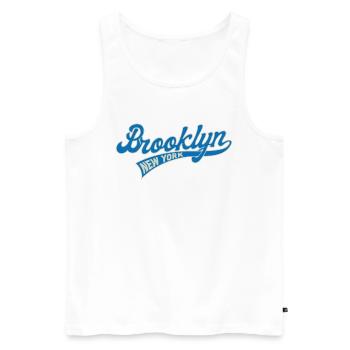 Hometown, Brooklyn, New York, Baseball Script, - Men's Premium Organic Tank Top - white - Front - AI Model Male 178 light (178cm)