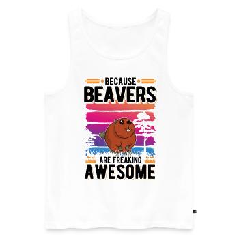 Because Beavers are freaking awesome Biber - Männer Premium Bio Tank Top - Weiß - Vorne - Michal (187cm)