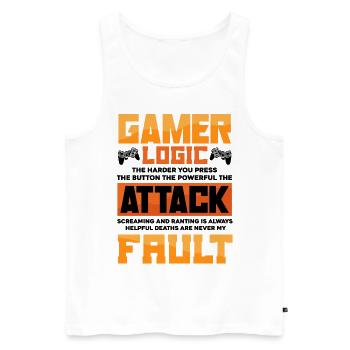 Gamer Logic The Harder You Press The Button Video - Männer Premium Bio Tank Top - Weiß - Vorne - AI Model Male 178 light (178cm)