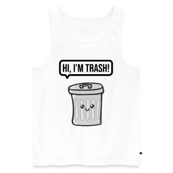 Trash Can Humour Drôles d’idées cadeaux - Débardeur bio Premium Homme - blanc - Devant - Michal (187cm)