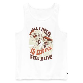 Kaffee - Männer Premium Bio Tank Top - Weiß - Vorne - Michal (187cm)