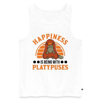 Happiness is being with Platypuses Schnabeltier - Men's Premium Organic Tank Top - white - Front - Michal (187cm)