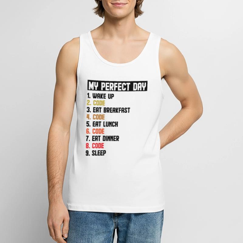 My Perfect Day Wake Up Code Software Developer Pro Männer Premium Bio Tank Top