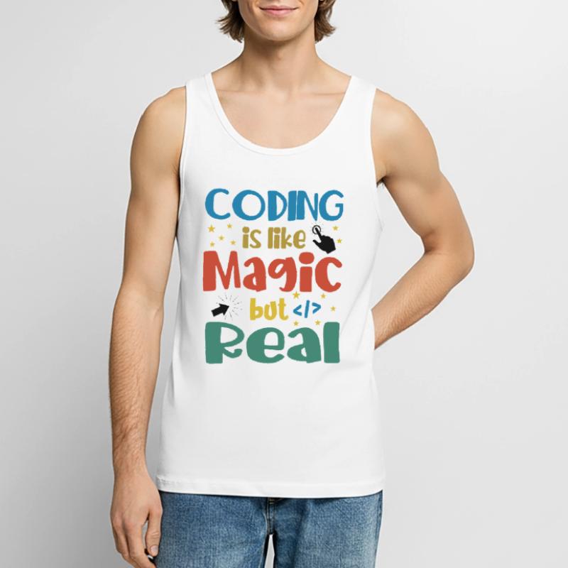 Coding Is Like Magic Coder Programmer Computer Gee Männer Premium Bio Tank Top