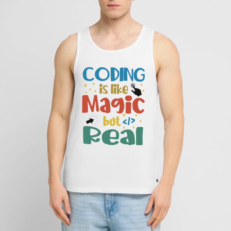 Coding Is Like Magic Coder Programmer Computer Gee Männer Premium Bio Tank Top