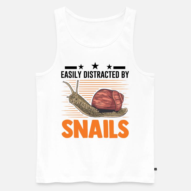 Easily distracted by Snails Schnecke - Männer Premium Bio Tank Top - Weiß