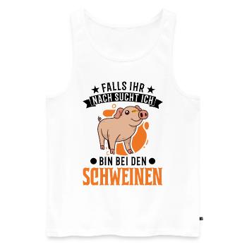 Falls ihr nach sucht ich Bin bei den Schweinen - Männer Premium Bio Tank Top - Weiß - Vorne - Michal (187cm)