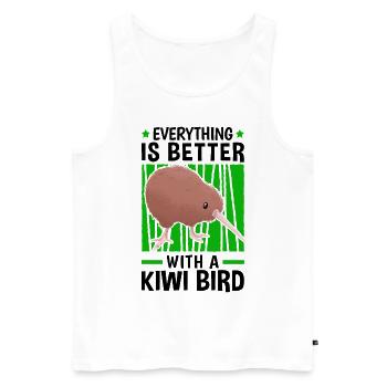 Tout va mieux avec un oiseau kiwi - Débardeur bio Premium Homme - blanc - Devant - Michal (187cm)