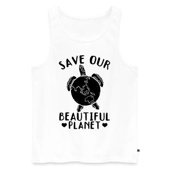 Turtles save our beautiful planet - - Men's Premium Organic Tank Top - white - Front - AI Model Male 178 light (178cm)