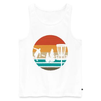 Weinlese-frisbee-disc-golf - Männer Premium Bio Tank Top - Weiß - Vorne - Michal (187cm)