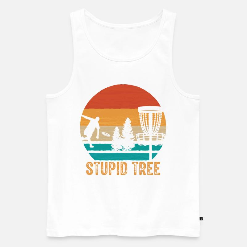 Dummes Baum-disc-golf-weinlese-entscheidendes - Männer Premium Bio Tank Top - Weiß
