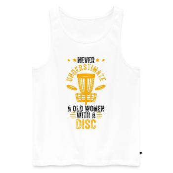 Old Women Disc Golf Vintage Ultimate Frisbee - Men's Premium Organic Tank Top - white - Front - Michal (187cm)