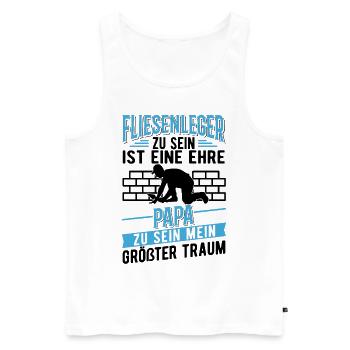 Fliesenleger und Papa Fliesenleger Vatertag - Männer Premium Bio Tank Top - Weiß - Vorne - Michal (187cm)