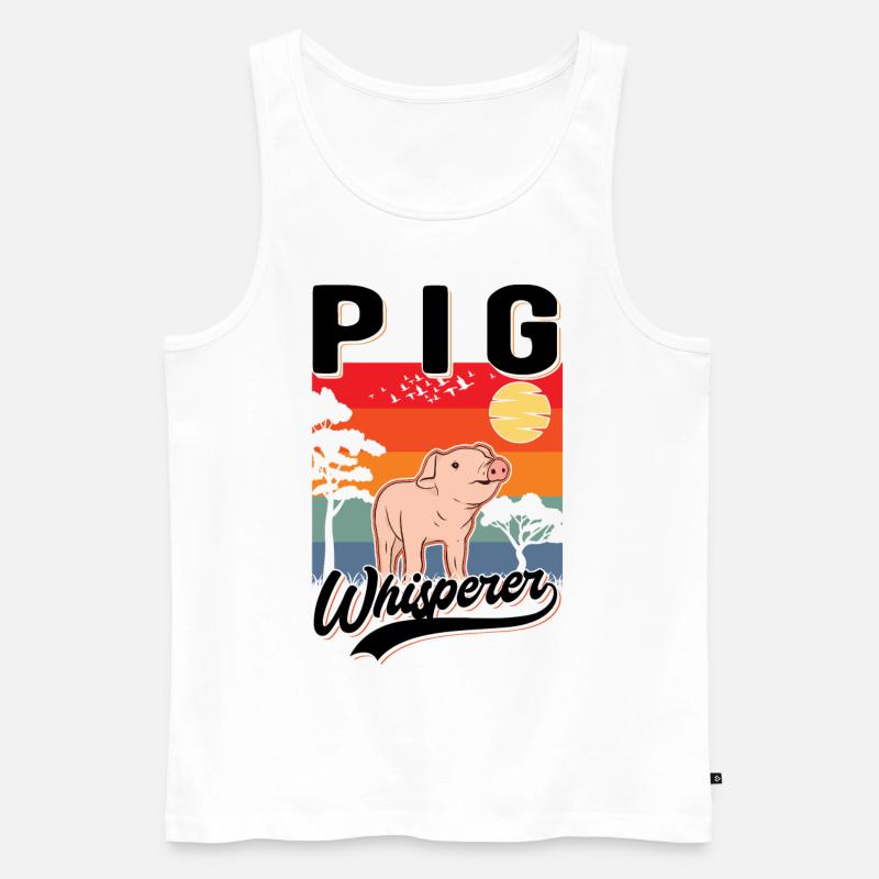 Schweineflüsterer Schweine Pig Whisperer - Männer Premium Bio Tank Top - Weiß
