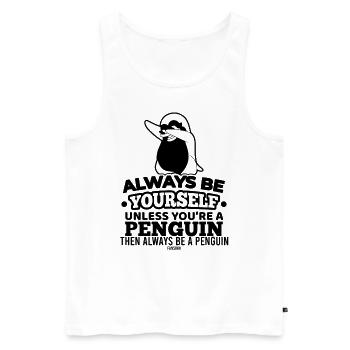 Pinguin - Männer Premium Bio Tank Top - Weiß - Vorne - Michal (187cm)