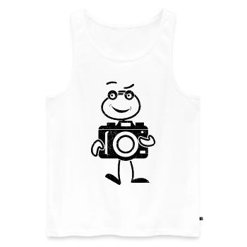 Photo Photographe Stick Figure Photographe - Débardeur bio Premium Homme - blanc - Devant - Michal (187cm)