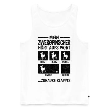 Zwergpinscher Zuhause klappts Pinscher - Männer Premium Bio Tank Top - Weiß - Vorne - AI Model Male 178 light (178cm)