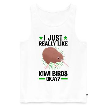 J’aime juste le bouquet de bécassine d’oiseau kiwi - Débardeur bio Premium Homme - blanc - Devant - Michal (187cm)