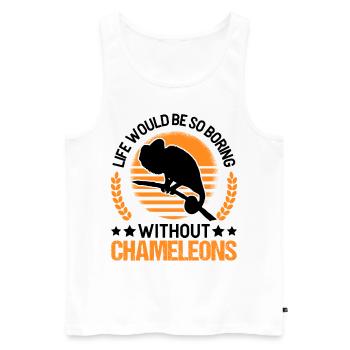 Chameleon Cadeau Caméléon - Débardeur bio Premium Homme - blanc - Devant - Michal (187cm)