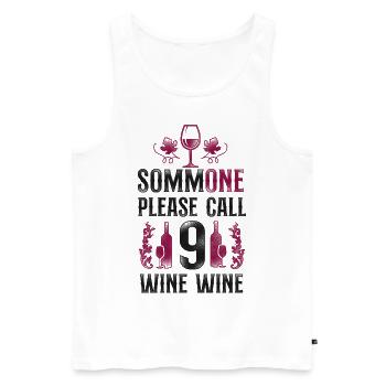 Dégustation de vin de sommelier - Débardeur bio Premium Homme - blanc - Devant - AI Model Male 178 light (178cm)