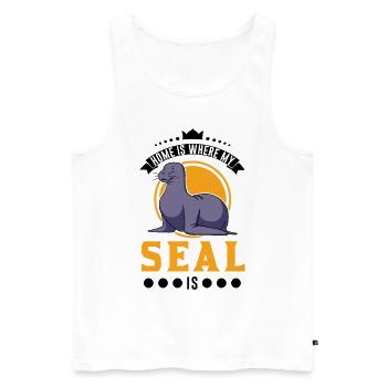 Home is where my Seal is Robbe - Men's Premium Organic Tank Top - white - Front - Michal (187cm)